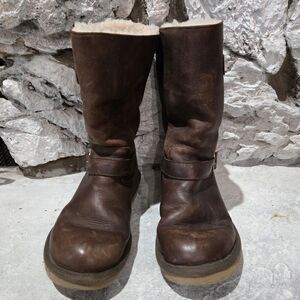 UGG Boots Kensington Buckle Strap Bourbon Brown 12" Leather 3325 Boho Hippy 8